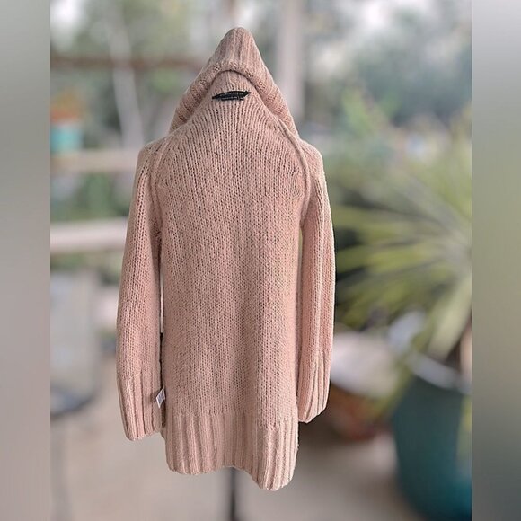 BCBGMAXAZRIA Lambswool Acrylic Pile Knit Zip Cardigan Sweater Pink Women XS / S - Picture 11 of 16